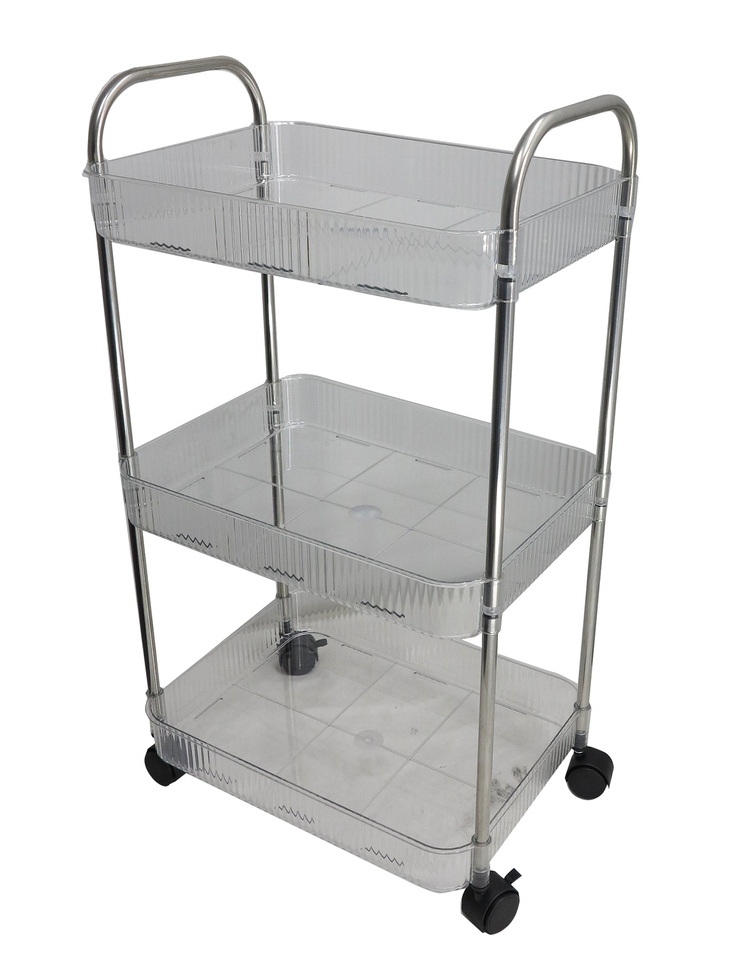 3 Tier Multipurpose Home Acrylic Storage Trolley with Wheels