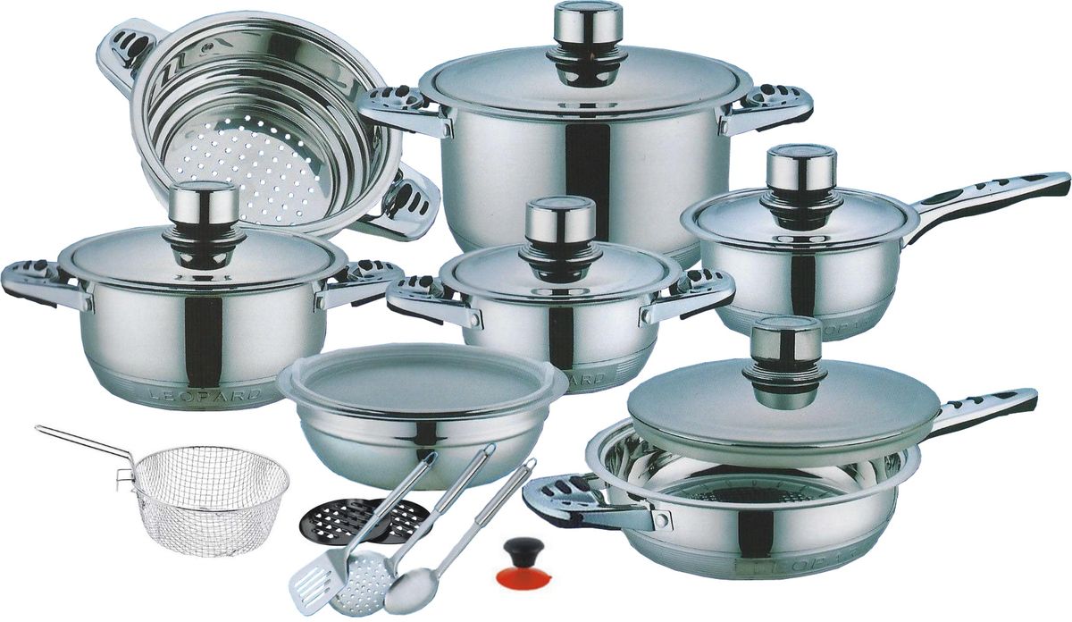 Leopard 21 Piece Cookware Set- Steel