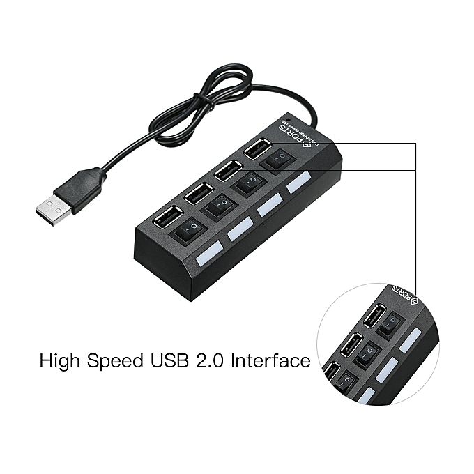 4 Port USB 2.0 with Individual Switch Hub