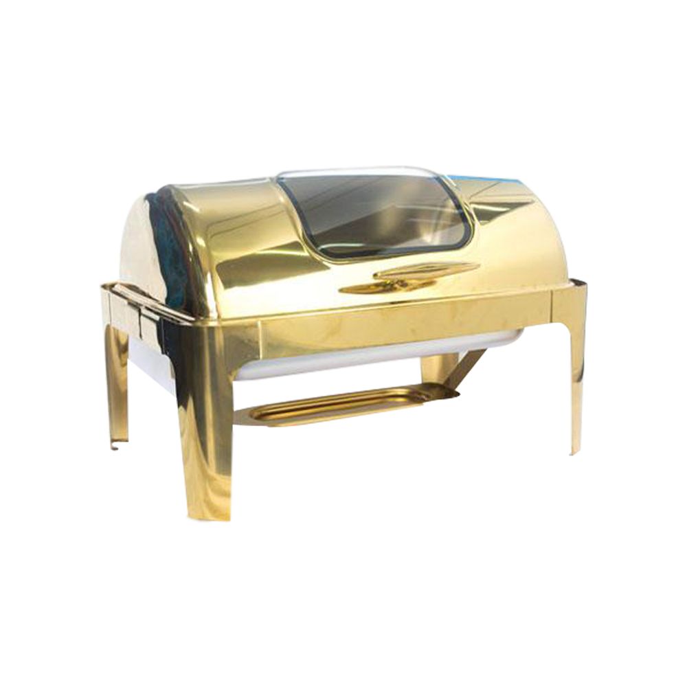 Rectangular Chafing Dish with Window - Gold