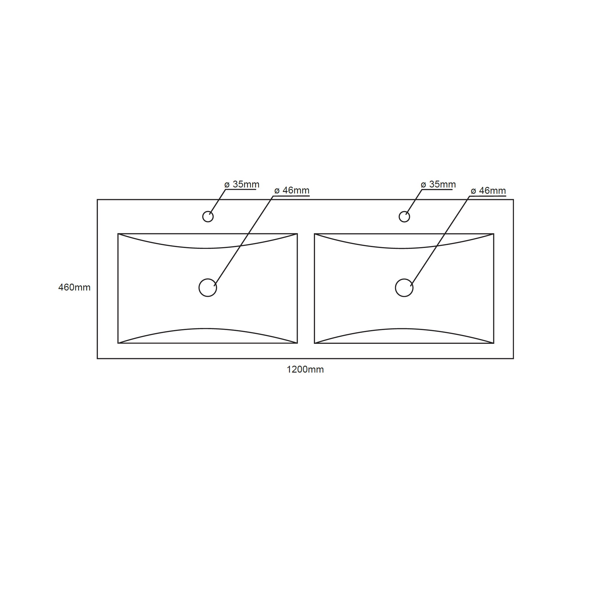 Bijiou Bathroom Cabinet Beaute - Double Drawer 1200x470