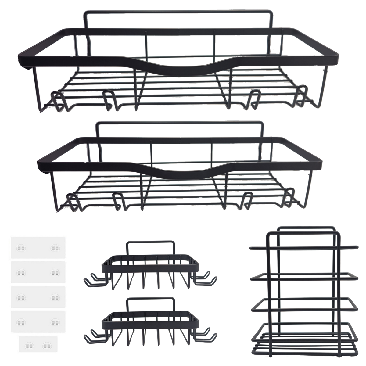 5 Pack Shower Caddy with Hooks, Bathroom Organizers, Premium Metal