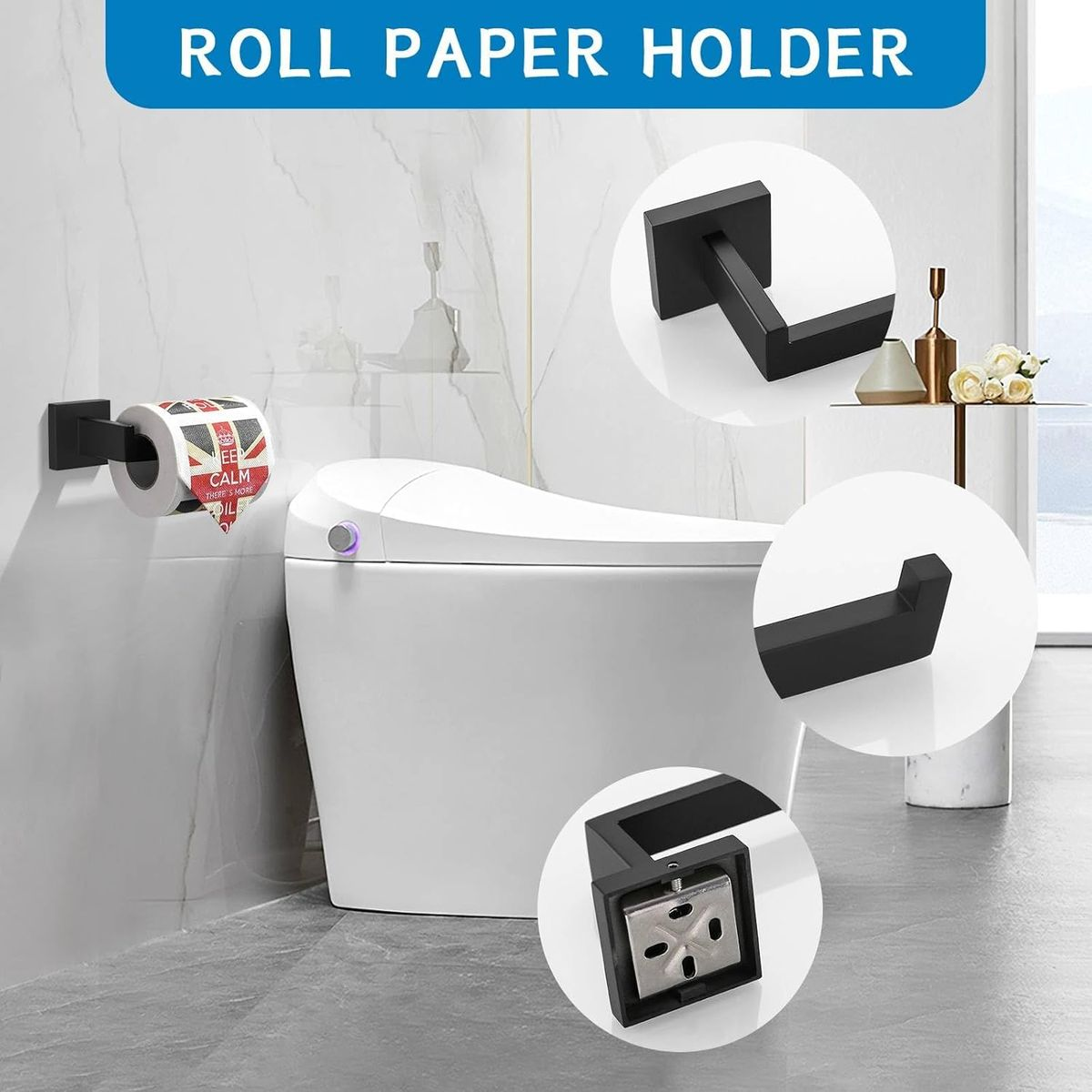 LMA 5 Piece Rectangular Tuber DIY Bathroom Accessories Set with Robe Hooks