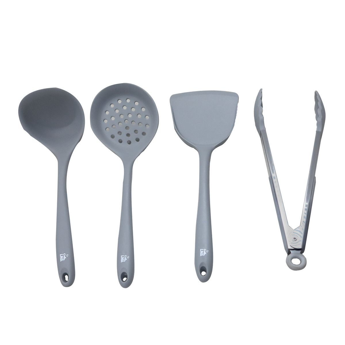 LMA 4 Piece Heavy Duty Silicon Kitchen Utensil Set - Grey