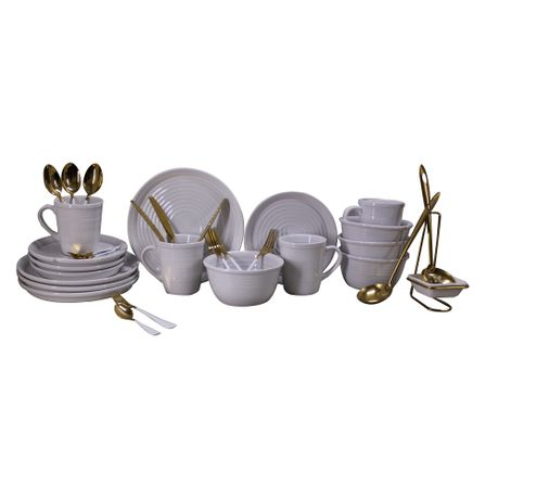 LMA 35 Piece Round Dinnerware Cutlery & Serving Sppon Set with Stand