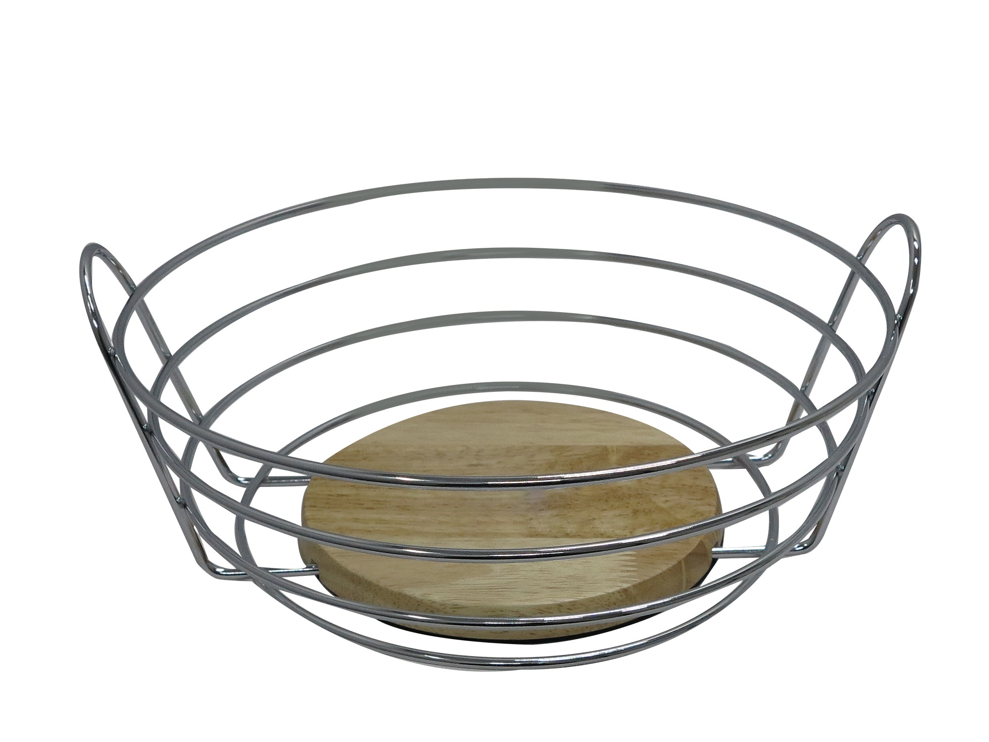 Stainless Steel Loop Handle Wireframe Decorative Fruit Bowl - 28x13cm