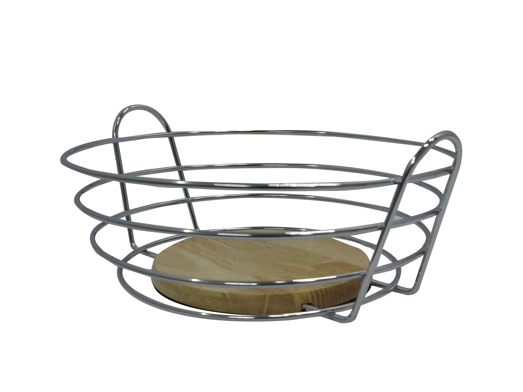 Stainless Steel Loop Handle Wireframe Decorative Fruit Bowl - 28x13cm