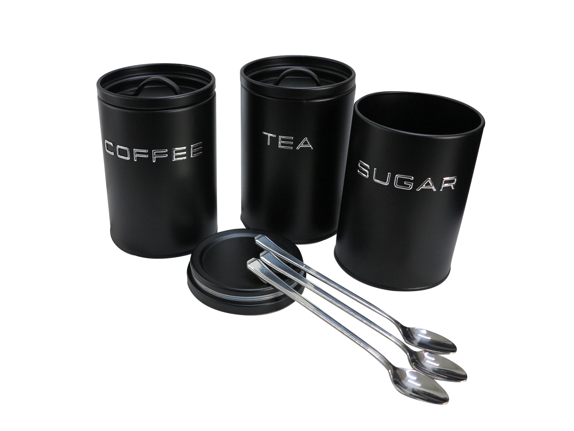 2 Loaf 3D Icon Bread Bin and Canisters with Long Stem Serving Spoons - 7 Piece