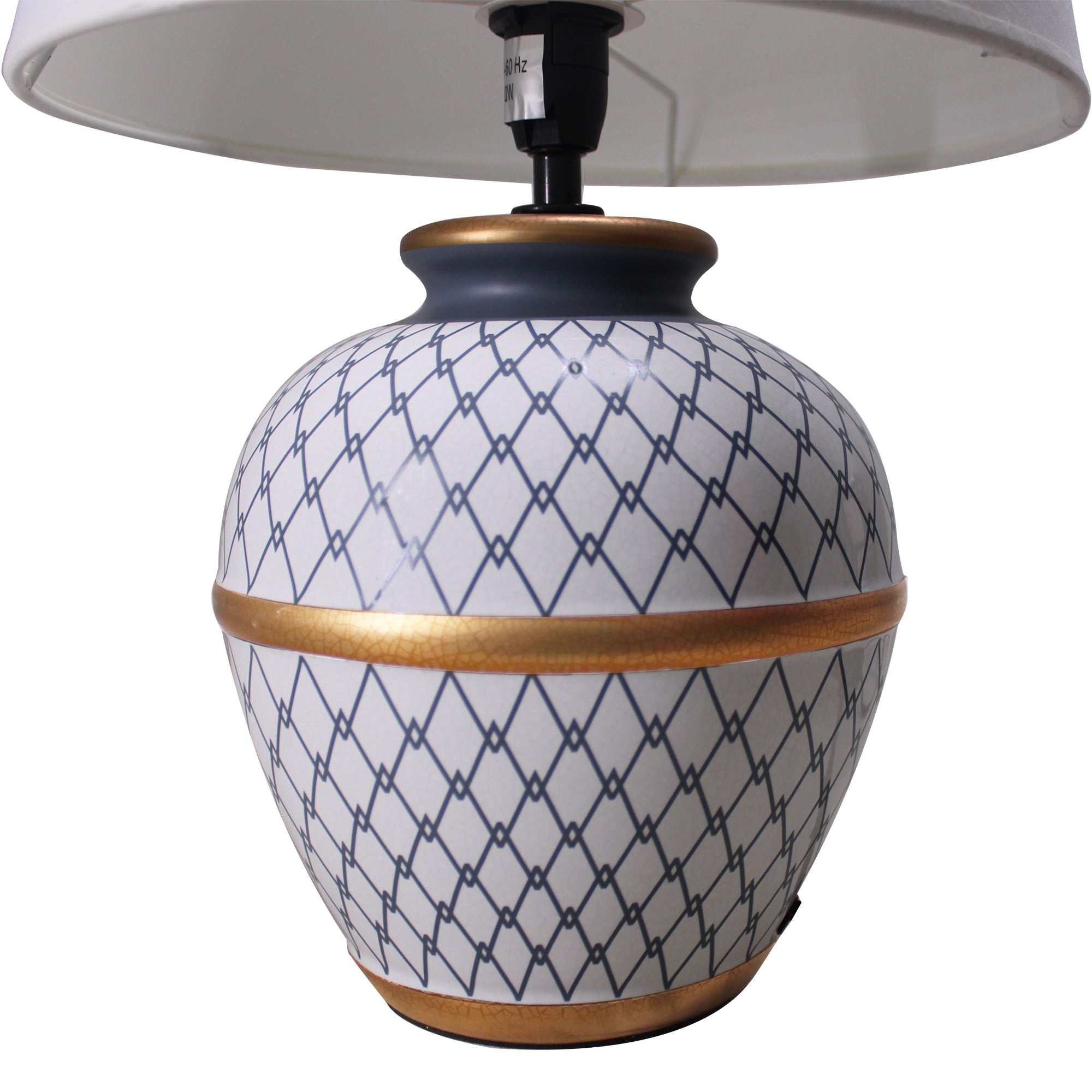 LMA Indigo & White Ceramic Table Lamp with Linen Shade