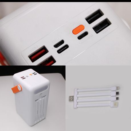 100000mAh 370Wh 7-Port Solar Power Bank with 4 Line USB Cable & Lantern