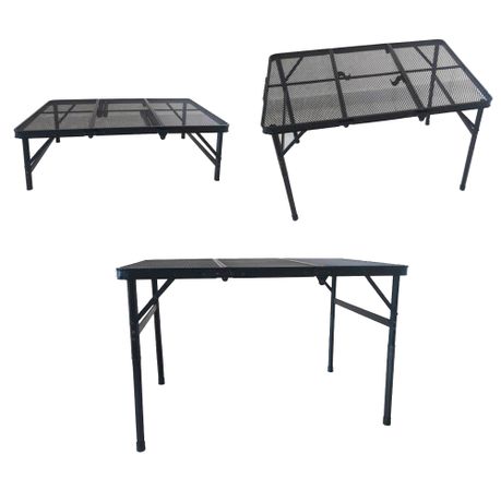 120x60x66cm Adjustable Outdoor Mesh Top Metal Folding Table FX7090