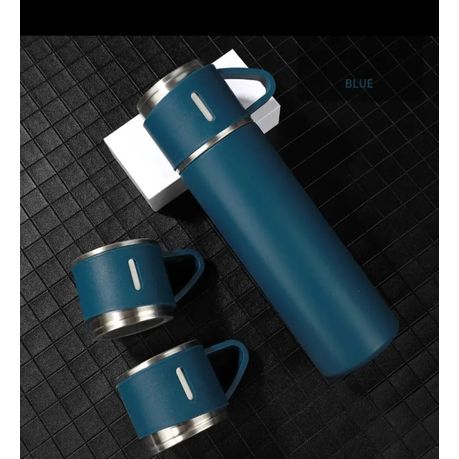 350ml Stainless Steel Double Wall Vacuum Flask & 3 x 125ml Cups with Gift Box