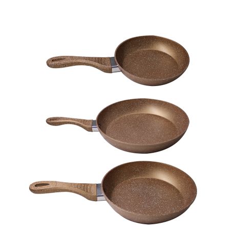 Convertible Granite Non-Stick Fry Pan 3 Piece Set - 20, 24 and 28cm