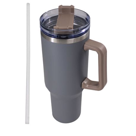 1.2l Stainless Steel Thermal Vacuum Travel Tumbler With Handle and Straw