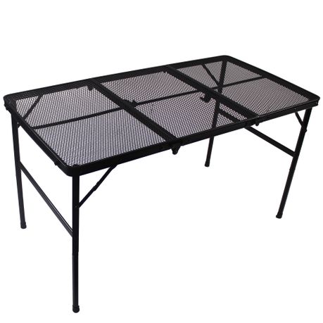 120x60x66cm Adjustable Outdoor Mesh Top Metal Folding Table FX7090