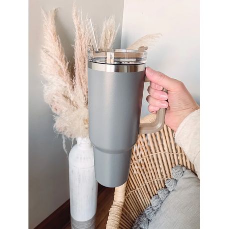 1.2l Stainless Steel Thermal Vacuum Travel Tumbler With Handle and Straw