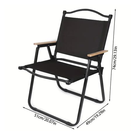 Folding Portable Luxury Camp Chair with Handle & Wooden Armrests