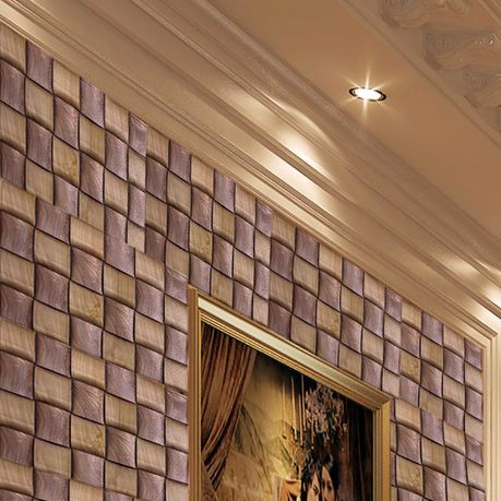 30x50cm Plastic Peel & Stick Wallpaper with 3D Weave Motif Texture (8 Piece)