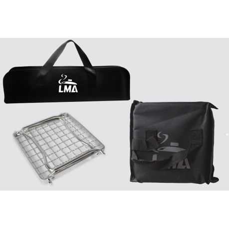 LMA 16cm Mini Folding Grill Grid & 3 Piece Utensil Set in Carry Bags