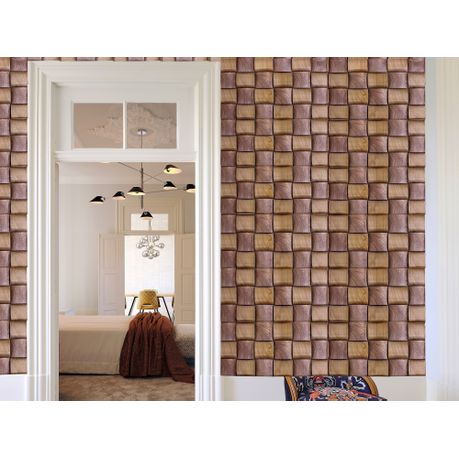 30x50cm Plastic Peel & Stick Wallpaper with 3D Weave Motif Texture (8 Piece)