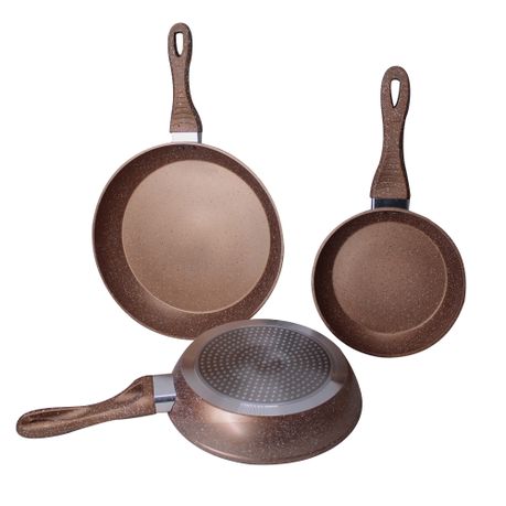 Convertible Granite Non-Stick Fry Pan 3 Piece Set - 20, 24 and 28cm