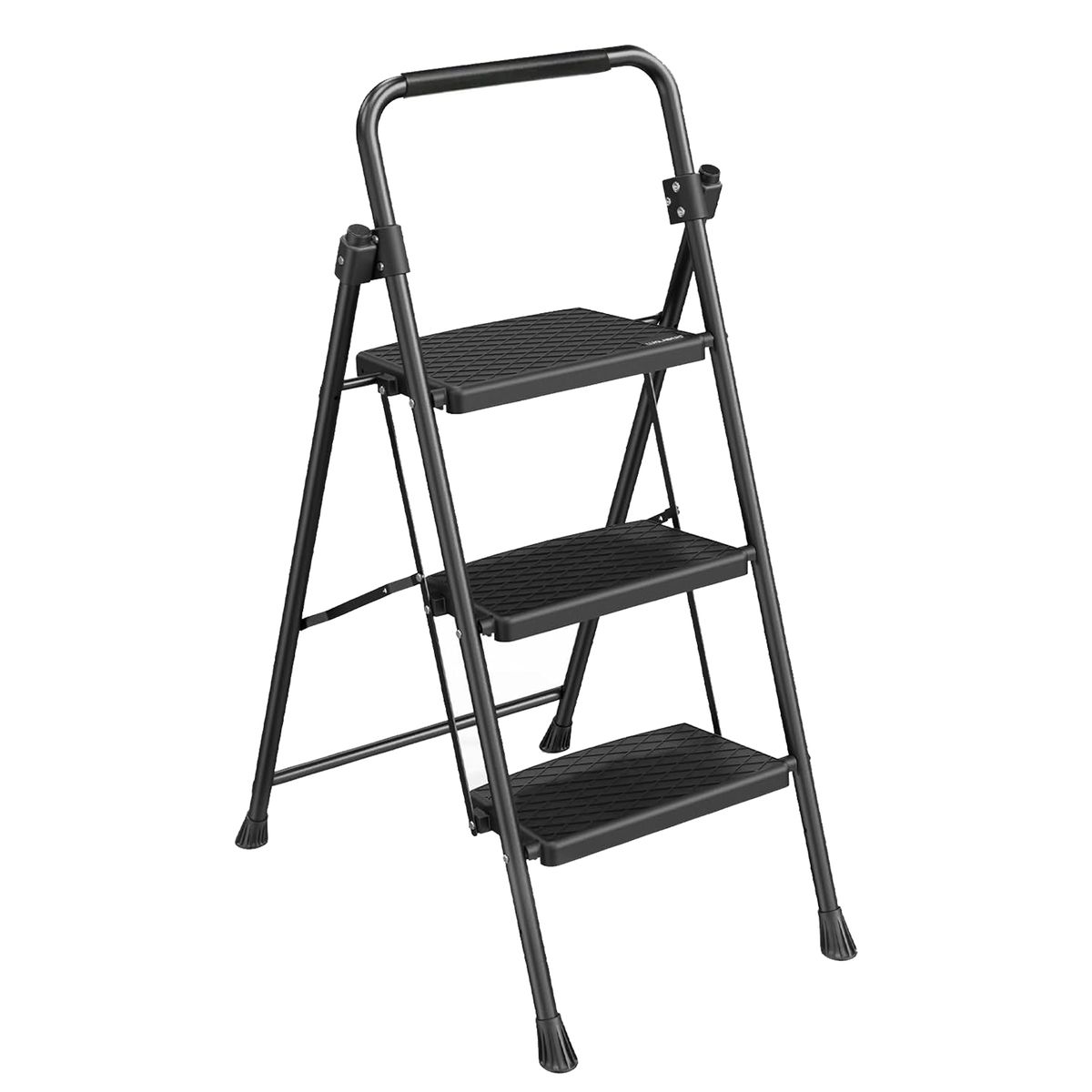 LMA 3 Step Heavy-Duty Steel Folding Ladder with Wide Non-Slip Steps -150kg