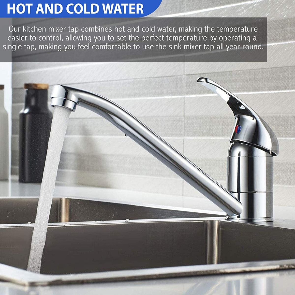 Kitchen Tap Sink Mixer Modern Single Lever Swivel Spout Chrome