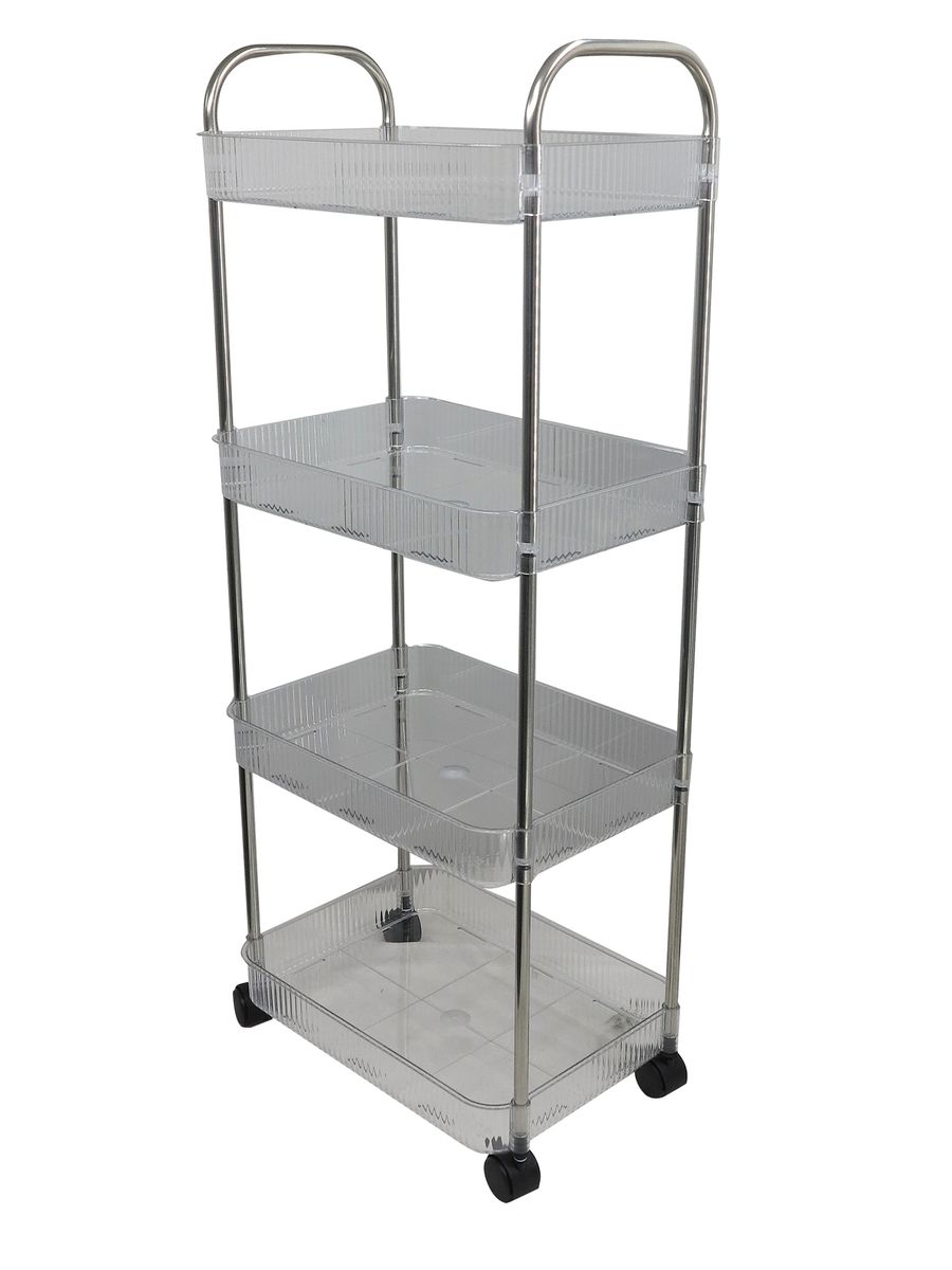 4 Tier Multipurpose Home Acrylic Storage Trolley with Wheels