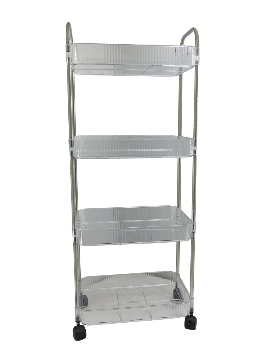 4 Tier Multipurpose Home Acrylic Storage Trolley with Wheels