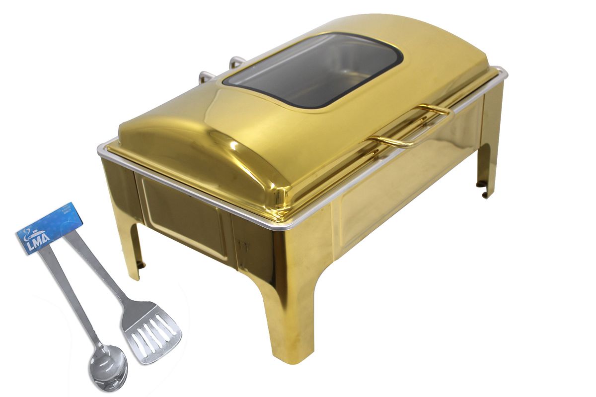 11L Rectangular Flat Top Chafing Dish with Window & Soft Close Damper