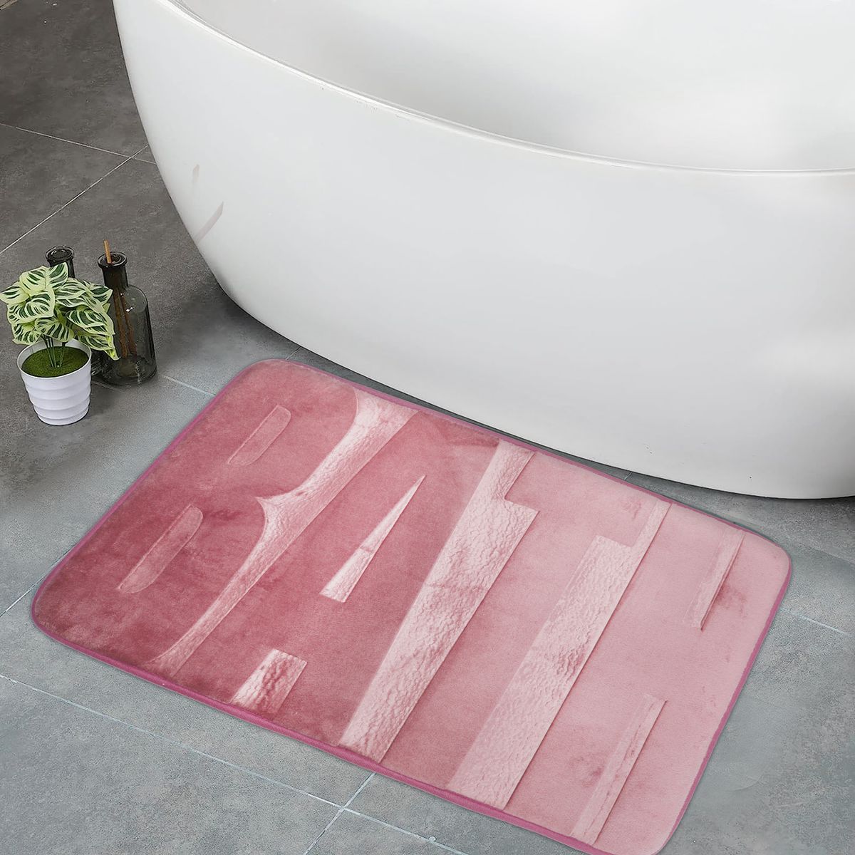 75x45cm Plush Embossed Memory Foam Bathroom Mat