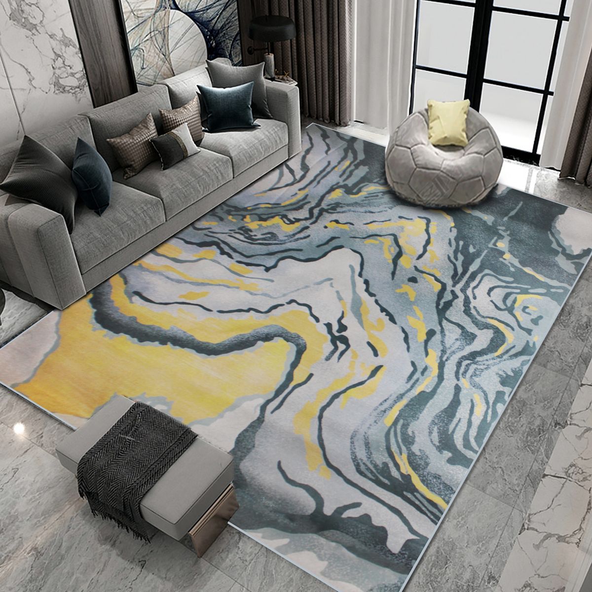 200cm by 150cm - Modern 3D Geometric Design Area 11 Rug