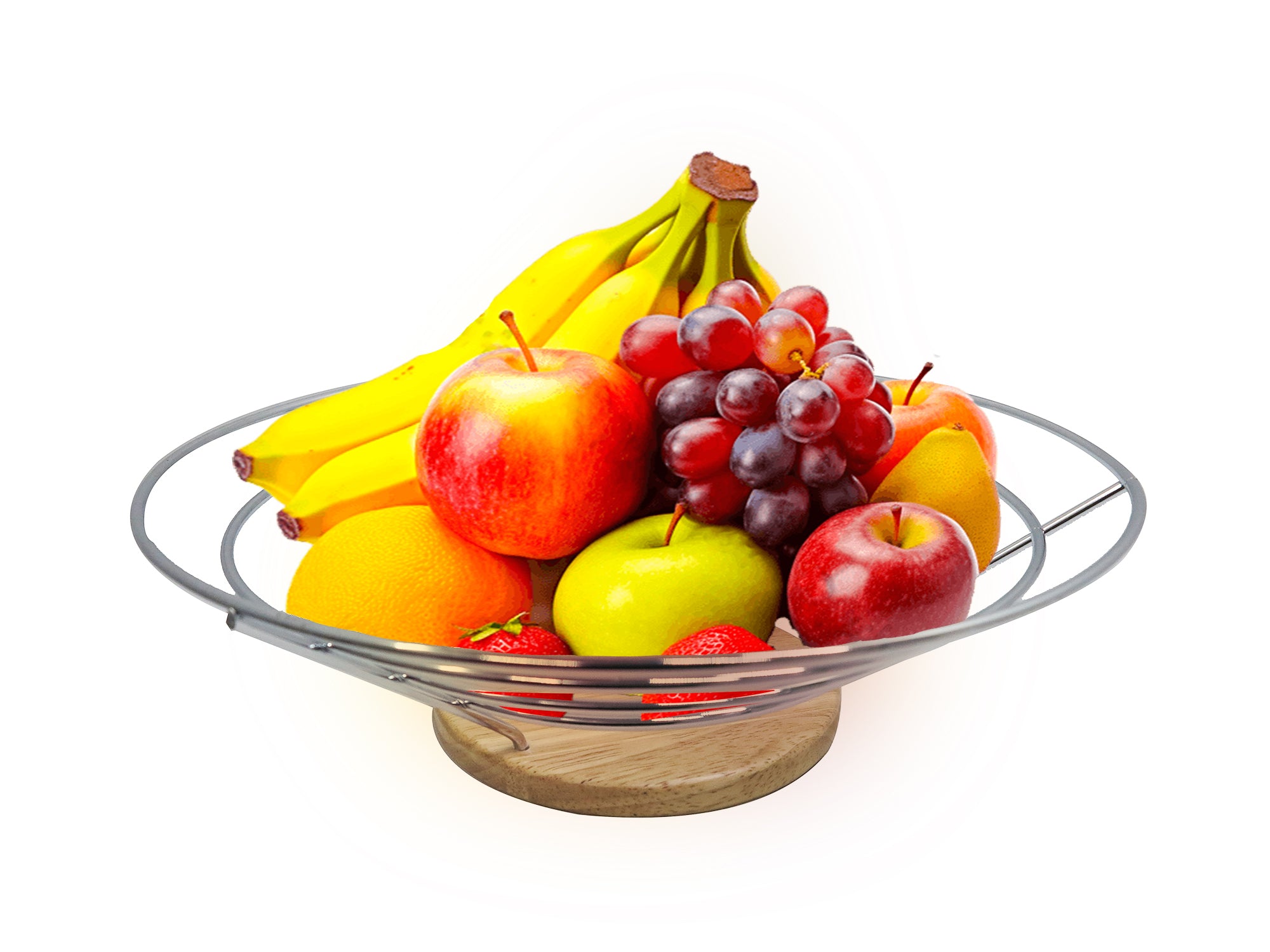 Stainless steel Round Wireframe Decorative Fruit Bowl - 28x10cm