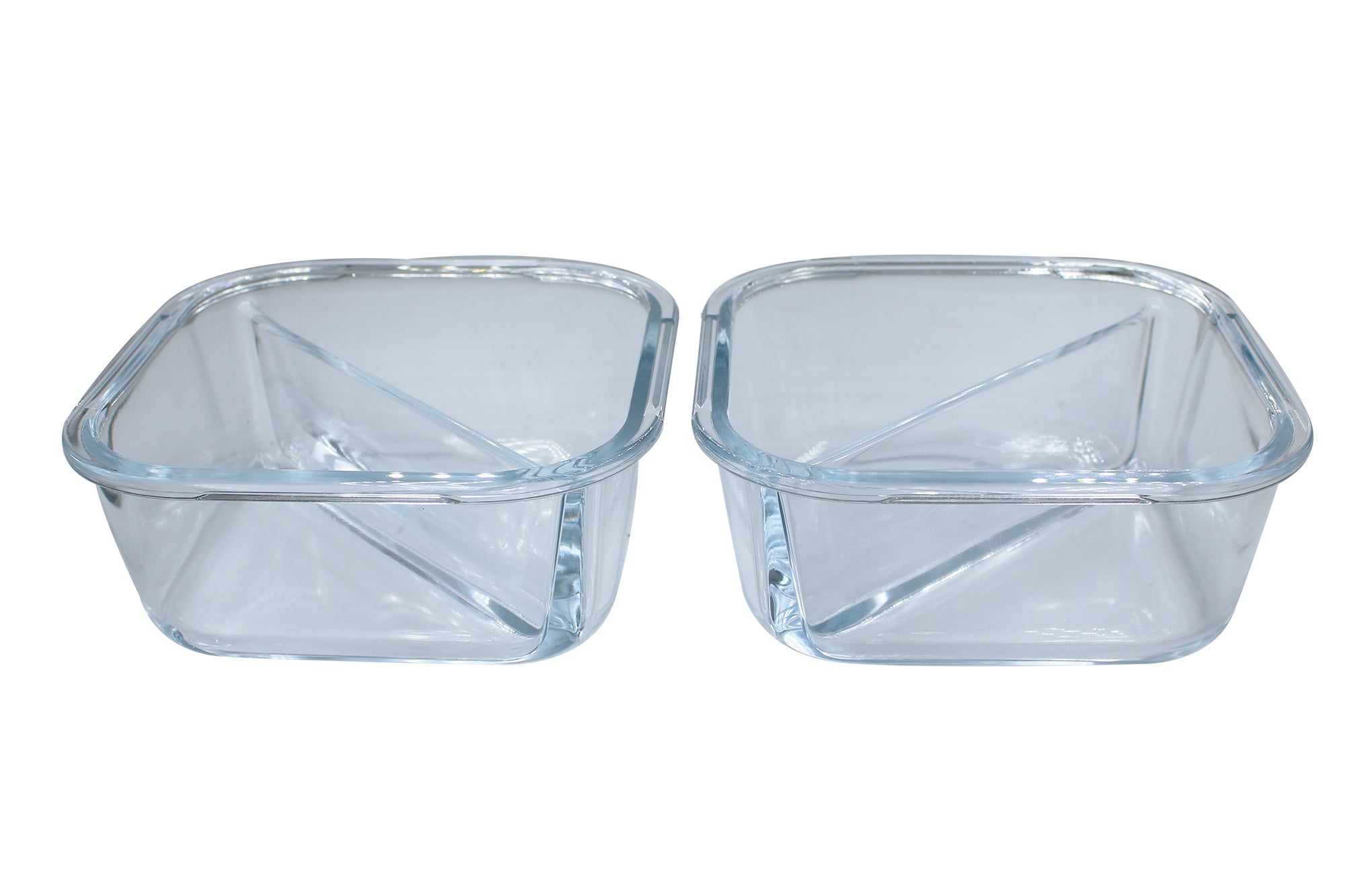 2 Oven-Safe Partitioned Glass Containers with Steam Vent Lids - 800ml