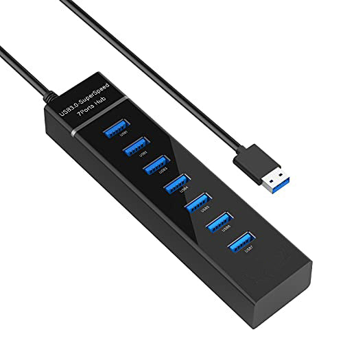 USB 3.0 Super Speed 7 Port Hub for All Computers & Consoles - Black