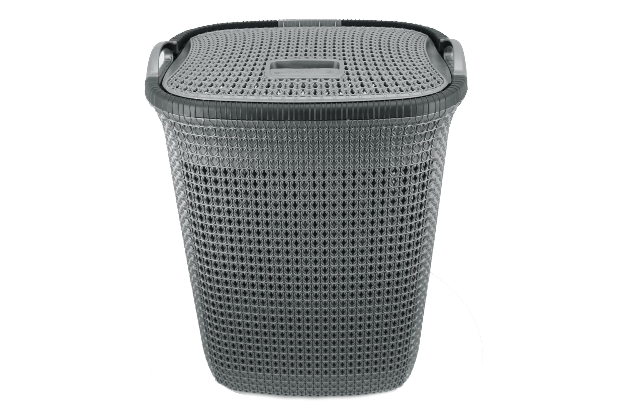 Two Tone PVC Mesh Weave Laundry Basket with Push-2-Lock Lid